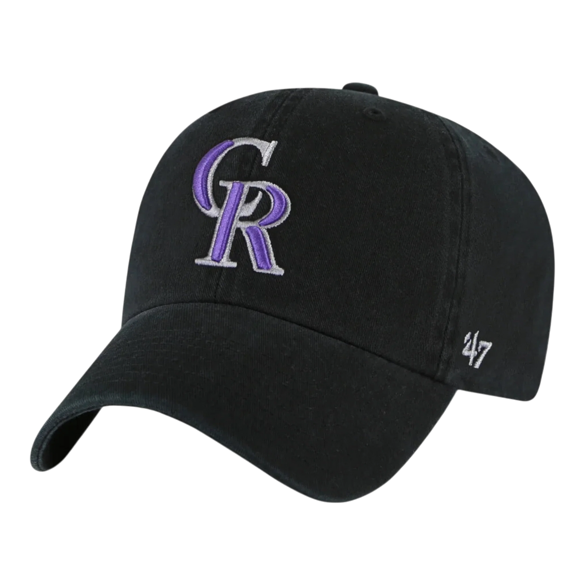 47 Brand Clean Up Colorado Rockies Strapback Hat — Black Adjustable Cap – product view 1