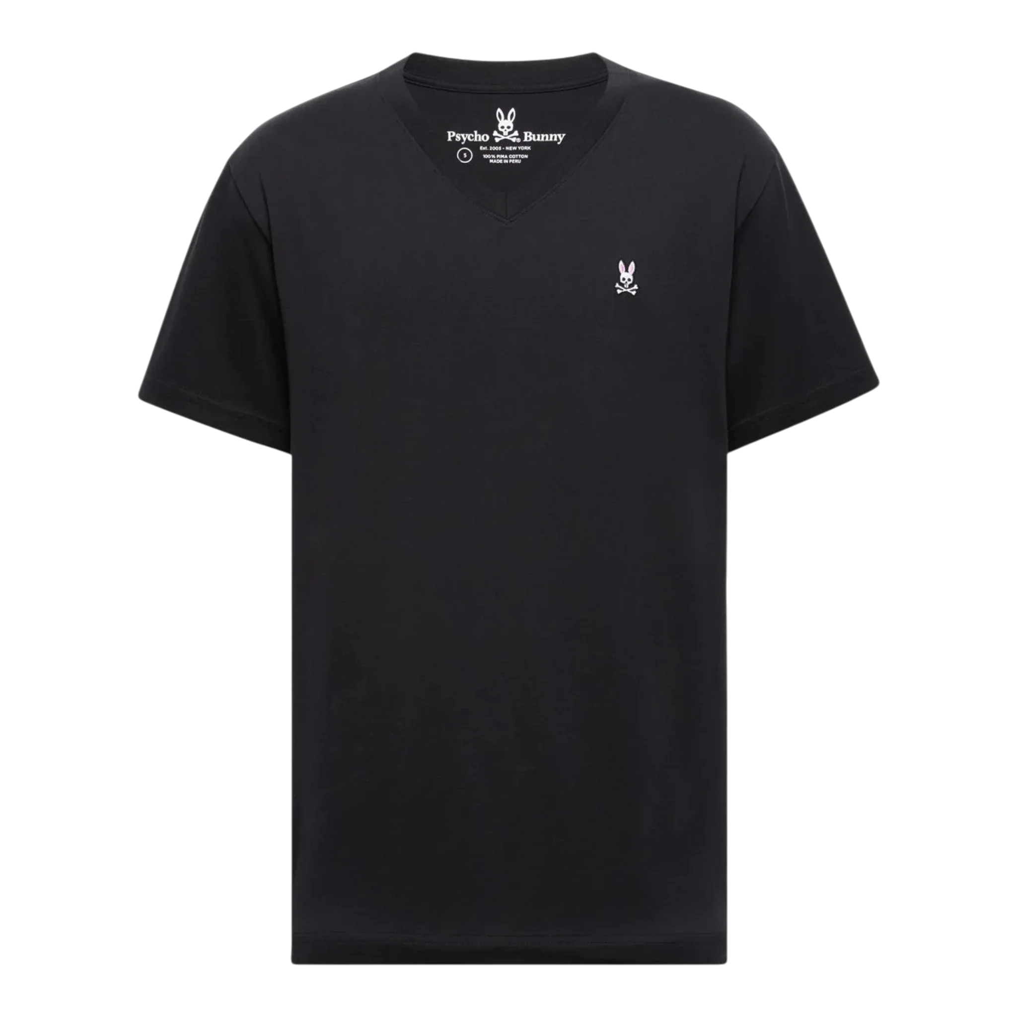 Psycho Bunny V Neck Men's Tee — Black