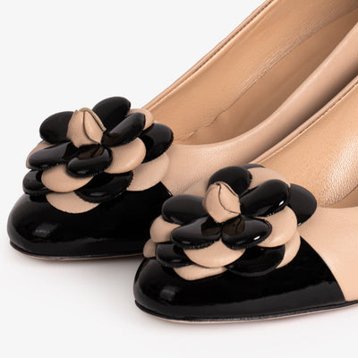 Vinci Leather The Diva Beige Leather Cap Toe Block Heel Pump Women Shoe – product view 4