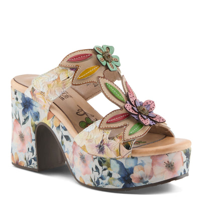 L'Artiste L'ARTISTE BALLOFFIRE SANDAL sandal in beige multi with handcrafted leather design