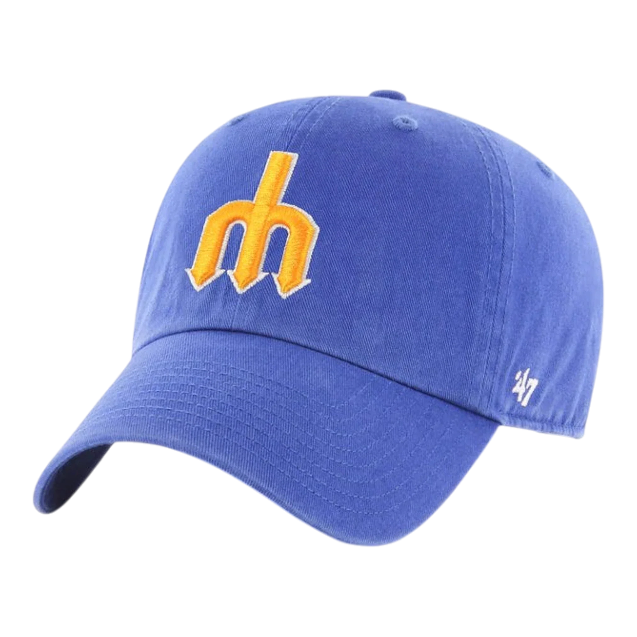 47 Brand Clean Up Seattle Mariners Cooperstown Strapback Hat — Royal Blue Adjustable Cap