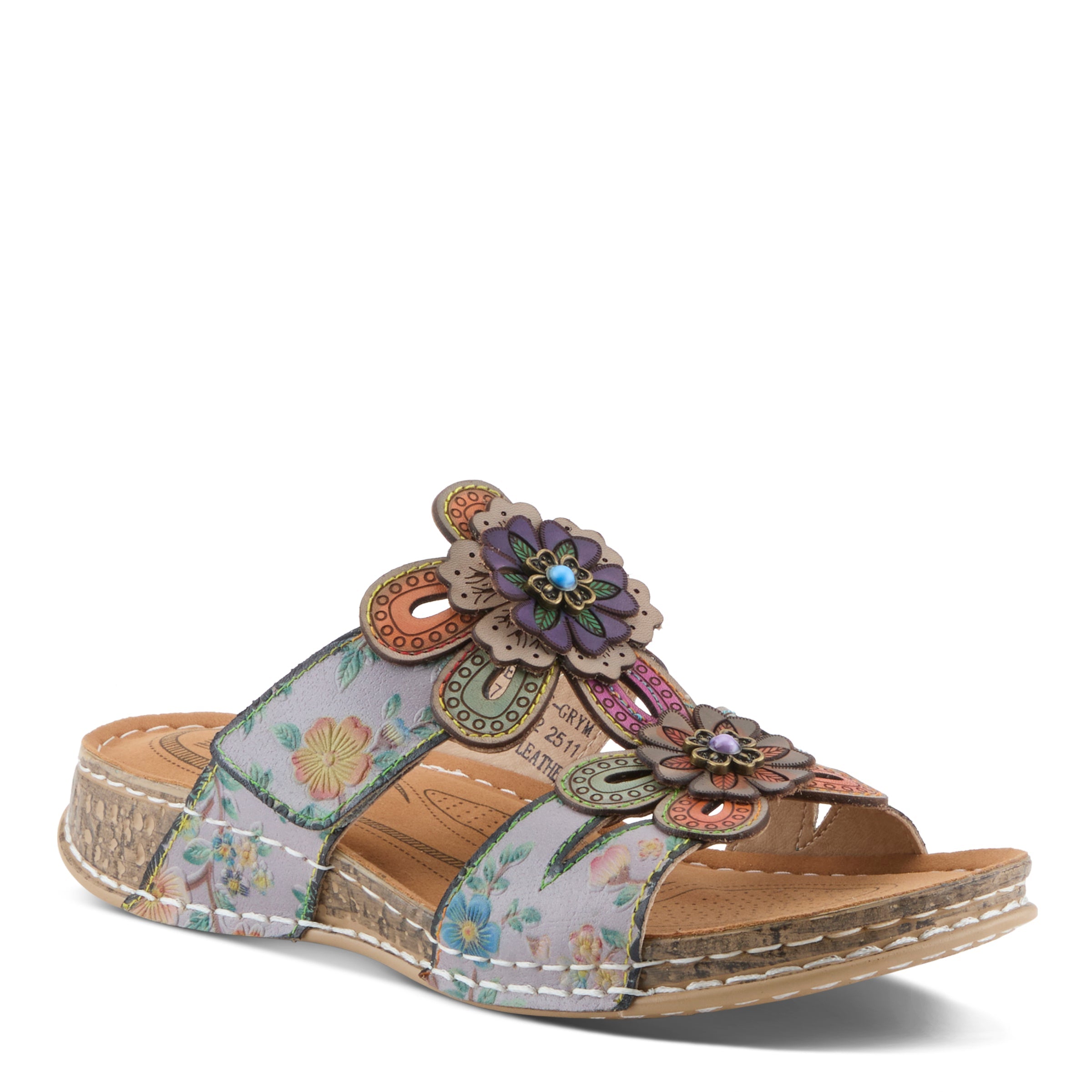 L'Artiste L'ARTISTE BEAUDIE SANDALS sandal in grey multi with handcrafted leather design