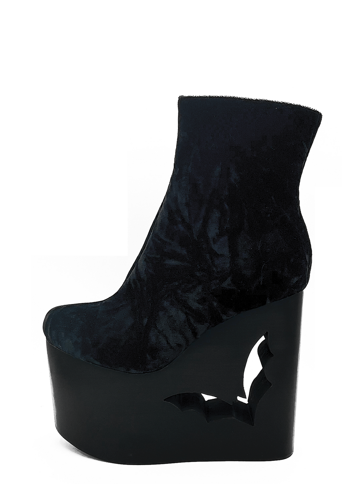 Charla Tedrick  Deadwood Black Velvet Wedge Boot – side view