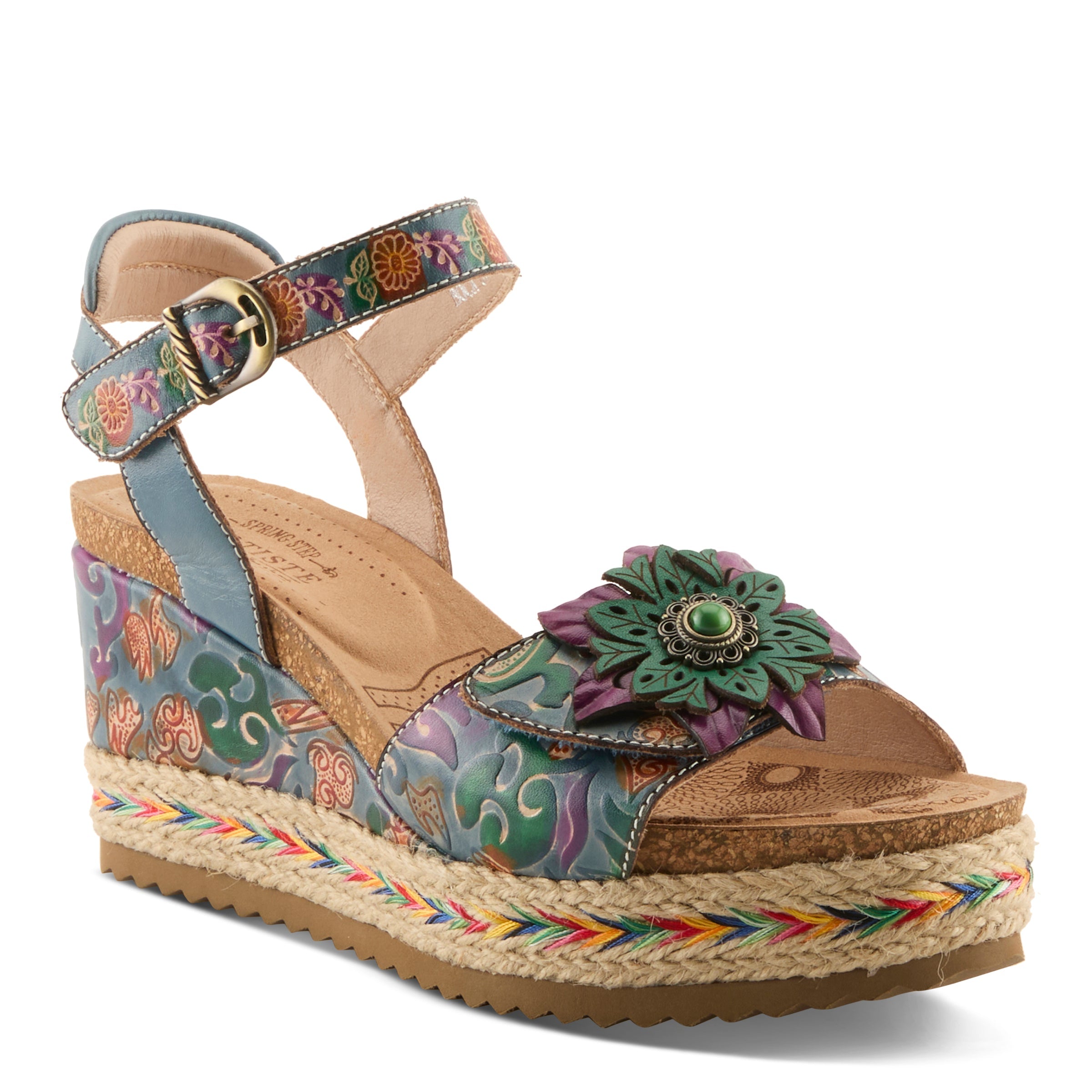 L'Artiste L'ARTISTE BOCA SANDALS sandal in mint green multi with handcrafted leather design