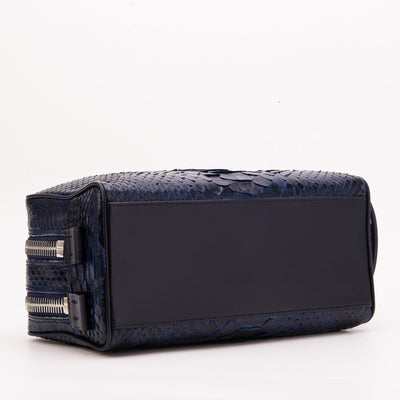 The Belluno Navy Blue Python Leather Men’s Essentials Bag
