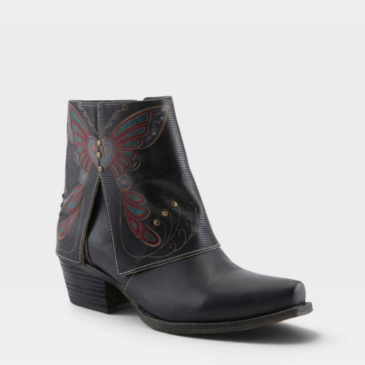 L'Artiste Buterflykisses Black Multi leather ankle boot — hero view