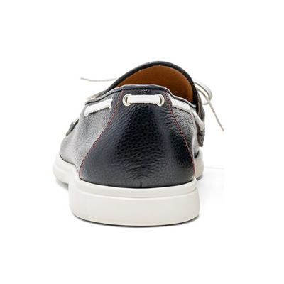 Del Toro Shoes Men's Black Pebbled Leather Barca Yacht Loafer