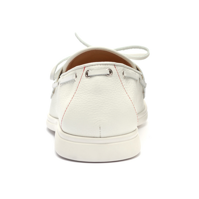Del Toro Shoes Men's White Pebbled Leather Barca Yacht Loafer