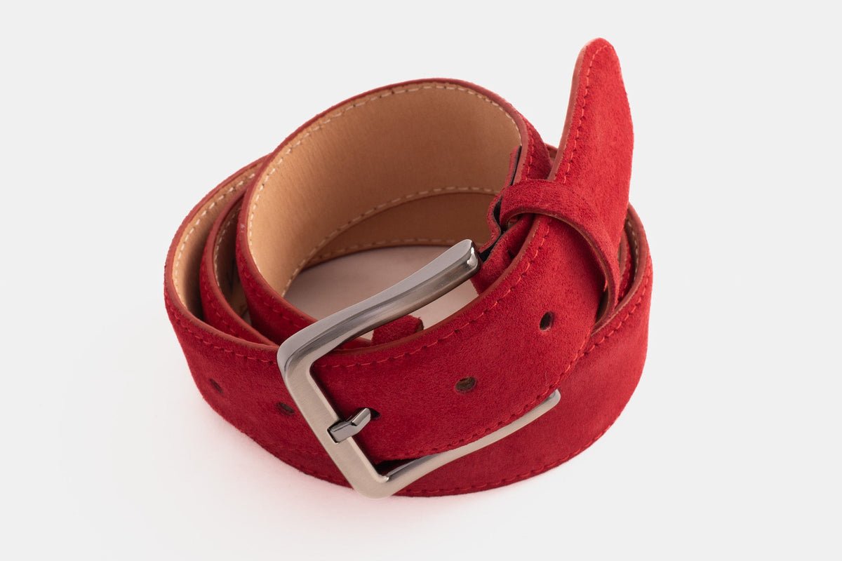 Vinci Leather The Bari Red Suede Leather Belt – product view 6