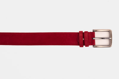 The Bari Red Suede Leather Belt
