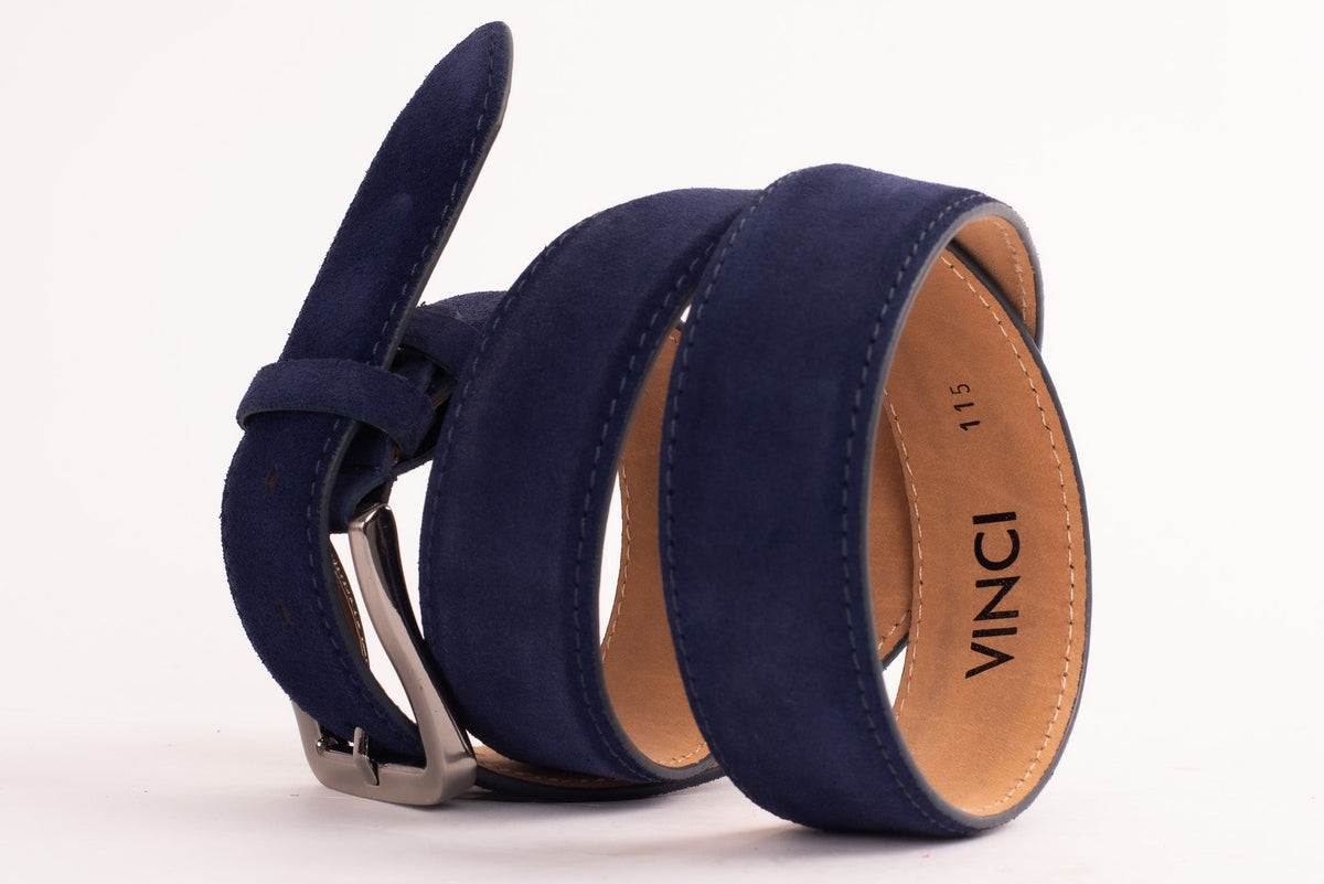 Vinci Leather The Bari Navy Suede Leather Belt – product view 3