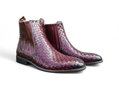 Carrucci Shoes Basket Weave Chelsea Boot Leather KB886 18X front view
