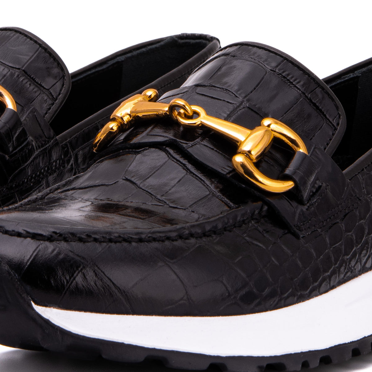 Vinci Leather The Milan Black  Croc-Embossed Leather Women Sneaker – product view 5