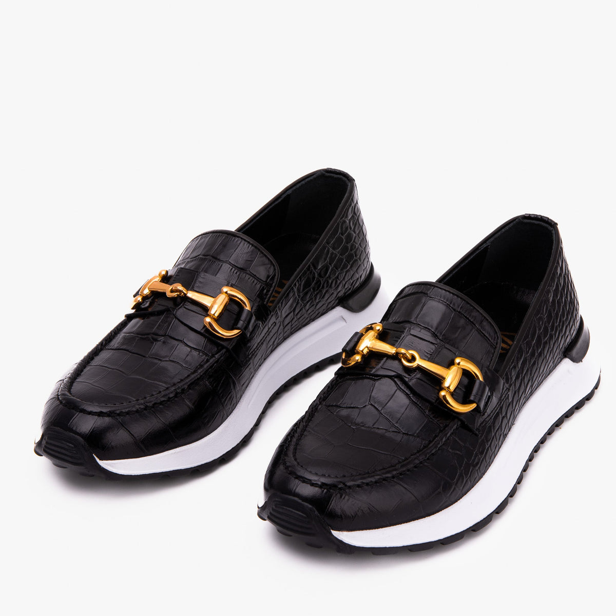 Vinci Leather The Milan Black  Croc-Embossed Leather Women Sneaker – product view 6