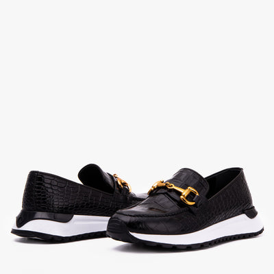 Vinci Leather The Milan Black  Croc-Embossed Leather Women Sneaker – product view 7