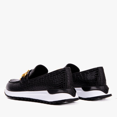 Vinci Leather The Milan Black  Croc-Embossed Leather Women Sneaker – product view 3