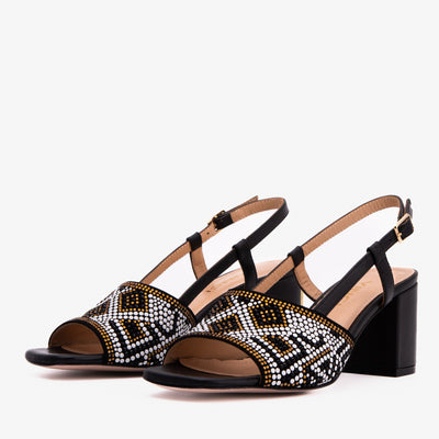 Vinci Leather The Nampula Black Leather Women Slingback Sandal – product view 2