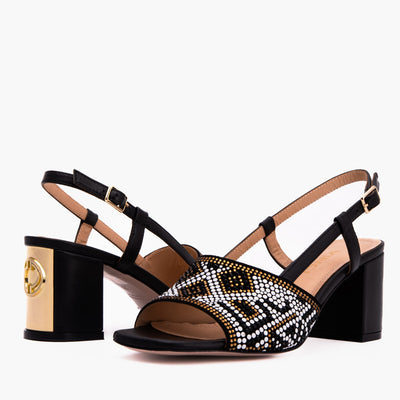 Vinci Leather The Nampula Black Leather Women Slingback Sandal – product view 6