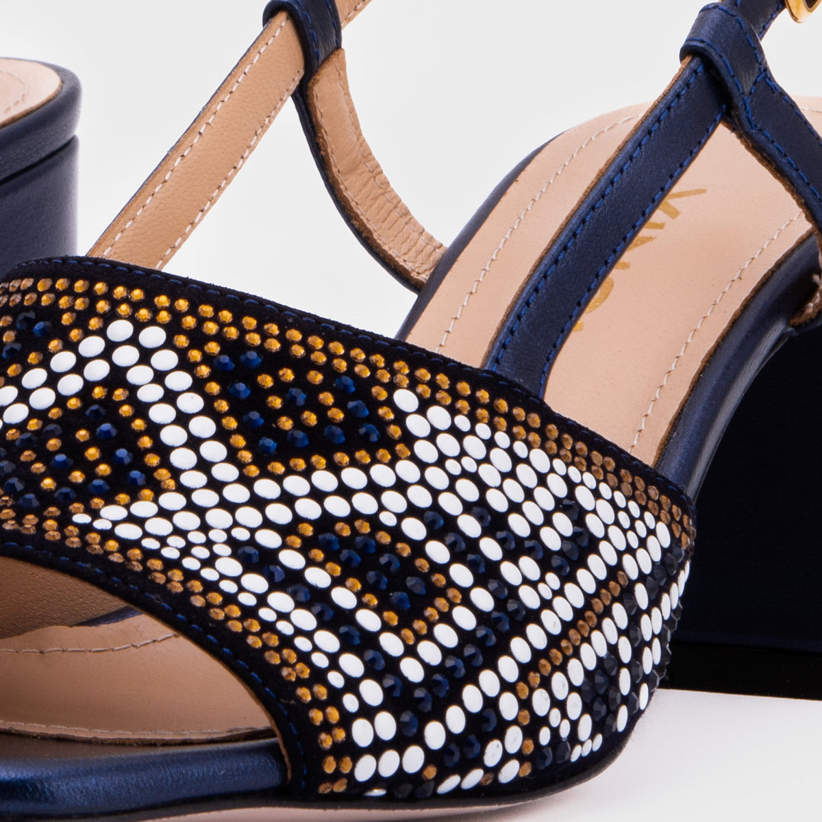 Vinci Leather The Nampula Navy Blue Leather Women Slingback Sandal – product view 4