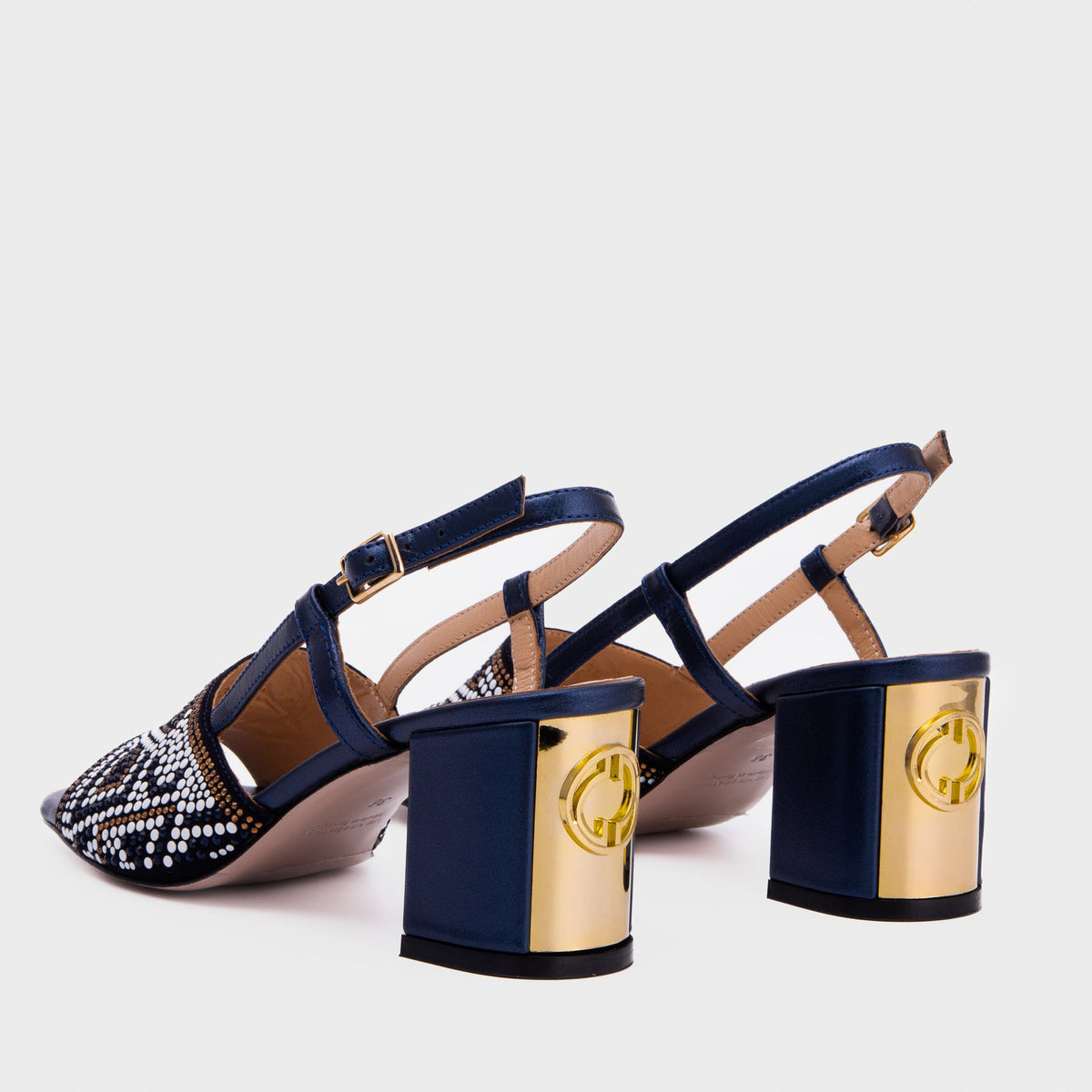 Vinci Leather The Nampula Navy Blue Leather Women Slingback Sandal – product view 3