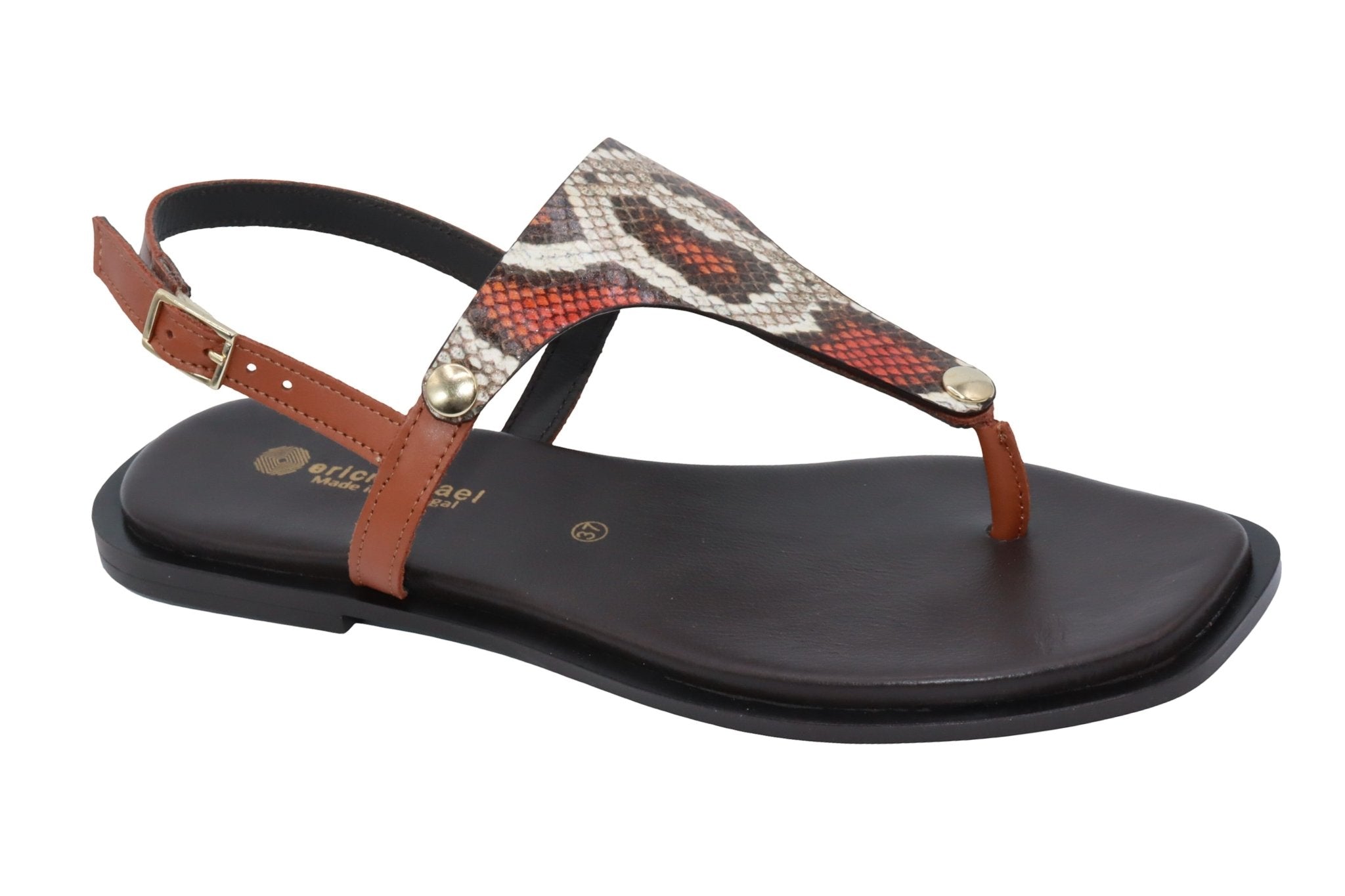 Eric Michael Beach Women’s Leather T-Strap Sandal