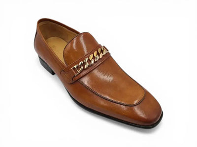 Carrucci Shoes Shoes Men's Beveled Squared Toe Calf Leather Loafer Bailey KS2241 01 back view