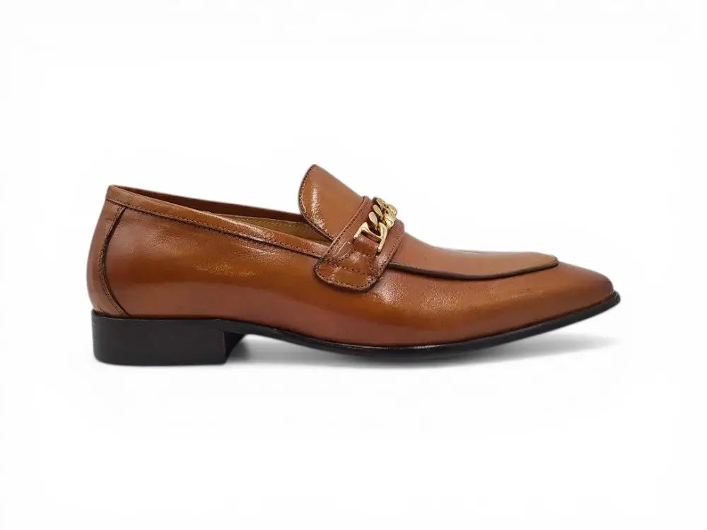 Carrucci Shoes Shoes Men's Beveled Squared Toe Calf Leather Loafer Bailey KS2241 01 side view