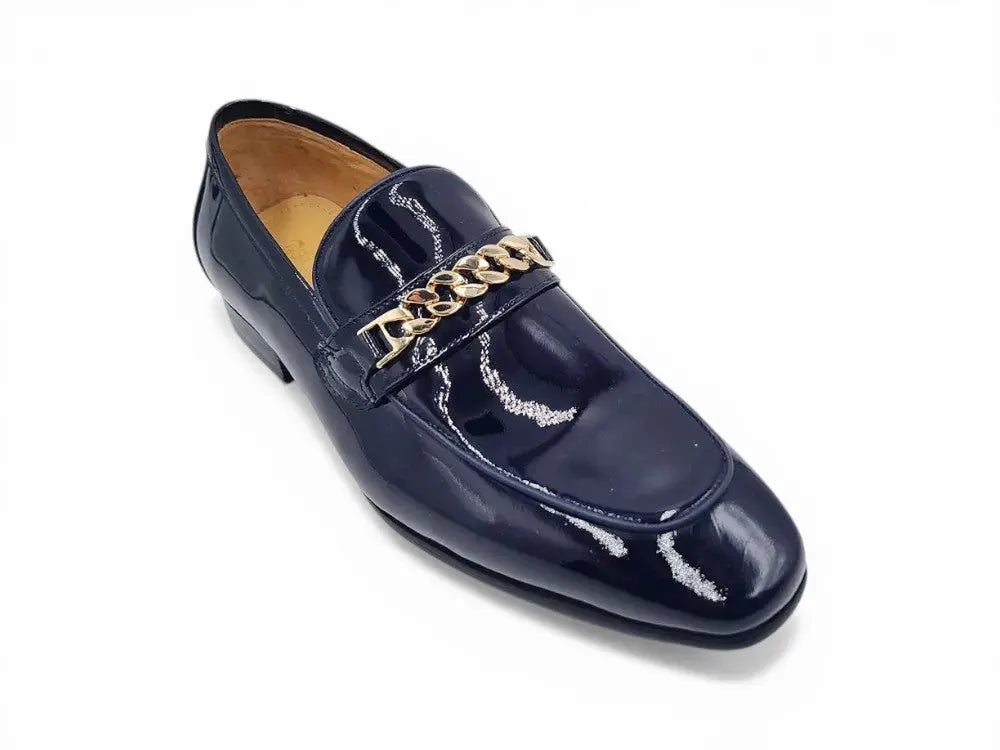 Carrucci Shoes Shoes Beveled Squared Toe Patent Leather Loafer KS2241 01P side view