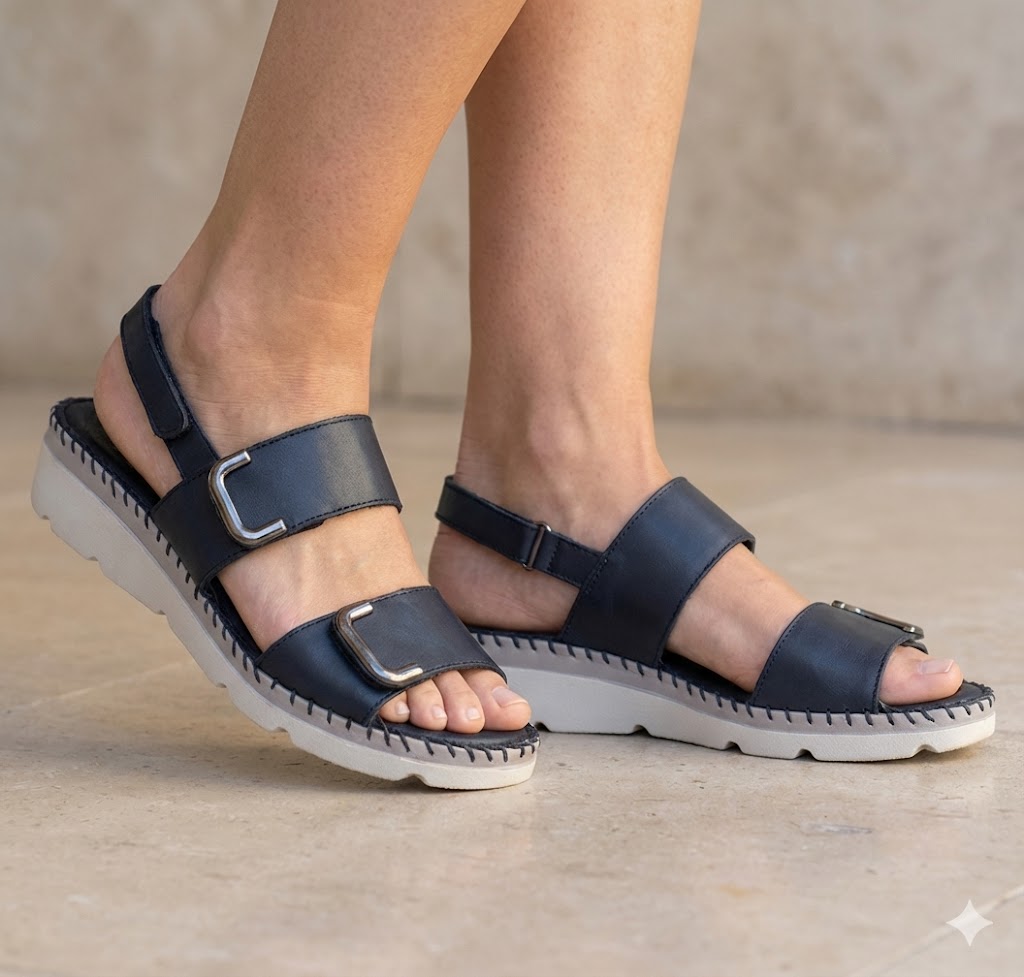 Chrisa Women’s Triple-Strap Leather Sandal