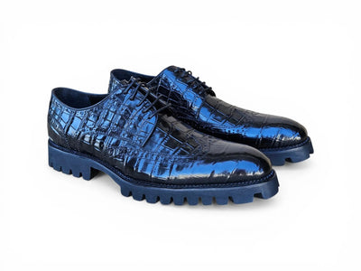 Carrucci Shoes Men's Blucher Alligator Embossed Oxford Calfskin Leather Ks482 11e