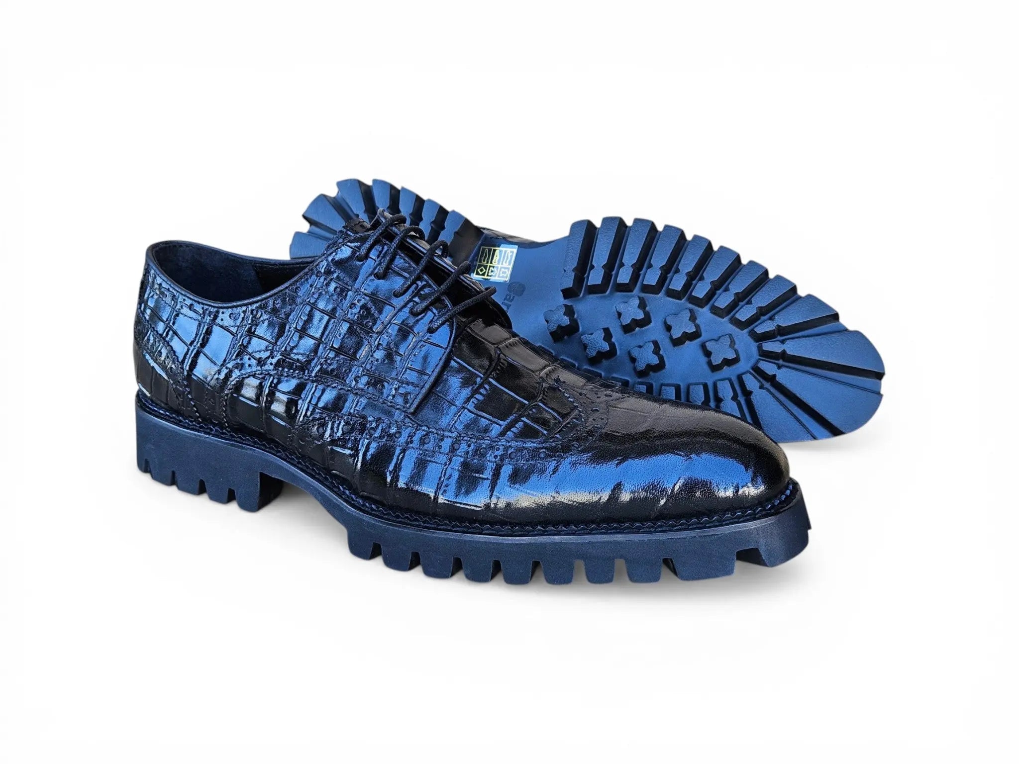 Carrucci Shoes Men's Blucher Alligator Embossed Oxford Calfskin Leather Ks482 11e