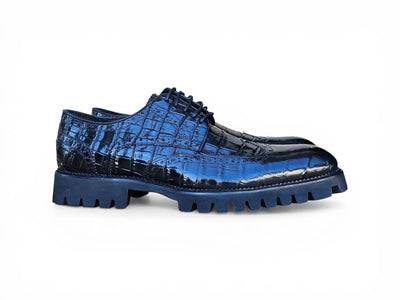 Carrucci Shoes Men's Blucher Alligator Embossed Oxford Calfskin Leather Ks482 11e