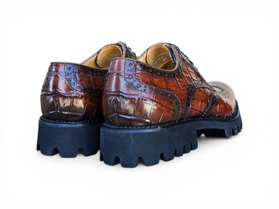 Carrucci Shoes Men's Blucher Alligator Embossed Oxford Calfskin Leather Ks482 11e