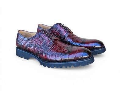 Carrucci Shoes Blucher Alligator Embossed Oxford Calfskin Leather Ks482 11e view 11
