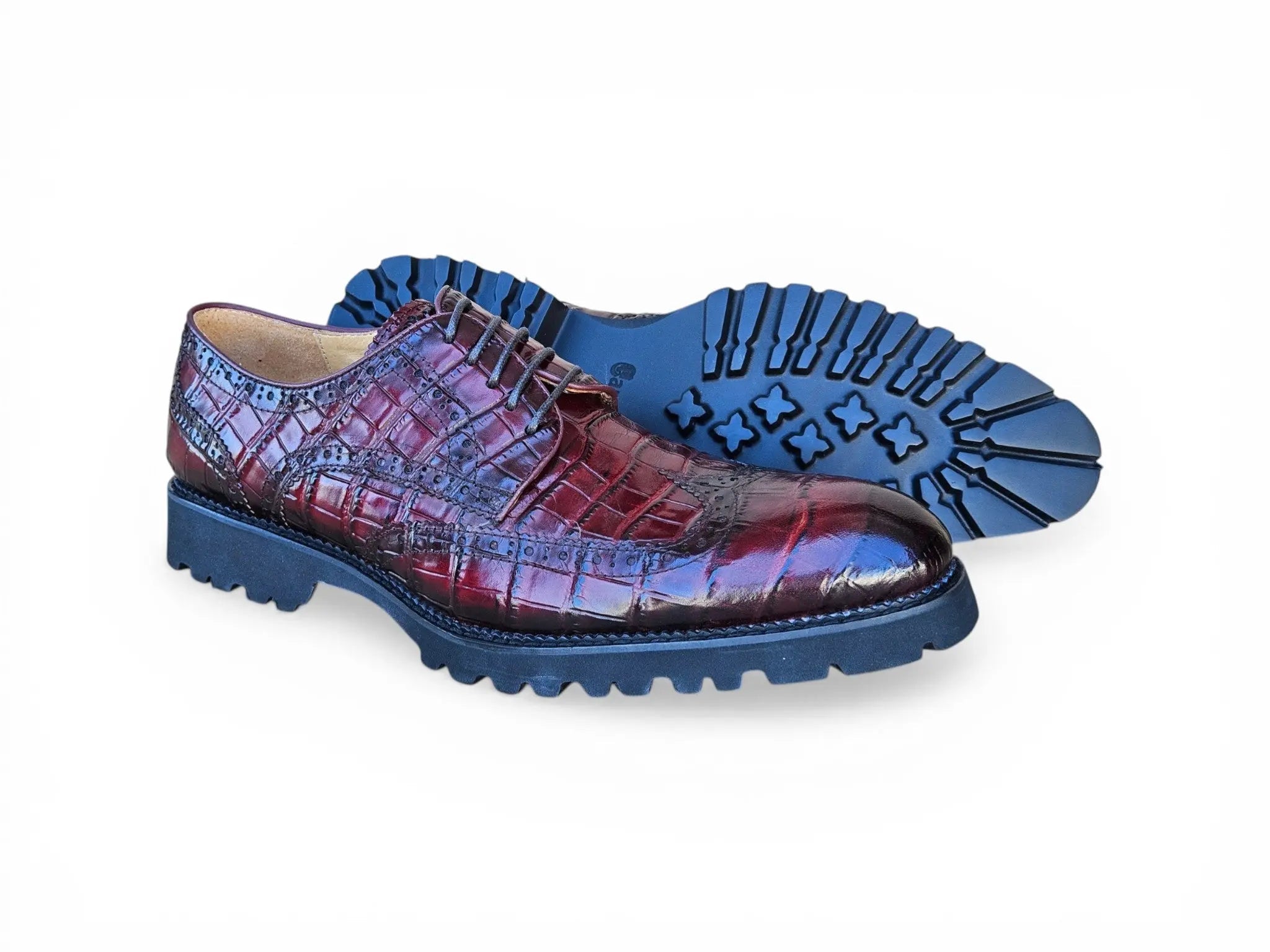 Carrucci Shoes Blucher Alligator Embossed Oxford Calfskin Leather Ks482 11e view 12