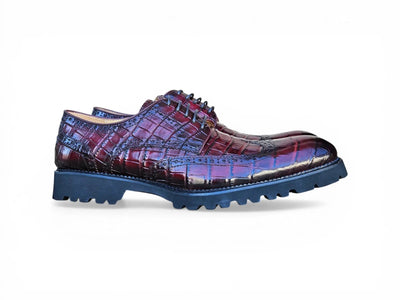 Carrucci Shoes Blucher Alligator Embossed Oxford Calfskin Leather Ks482 11e view 13