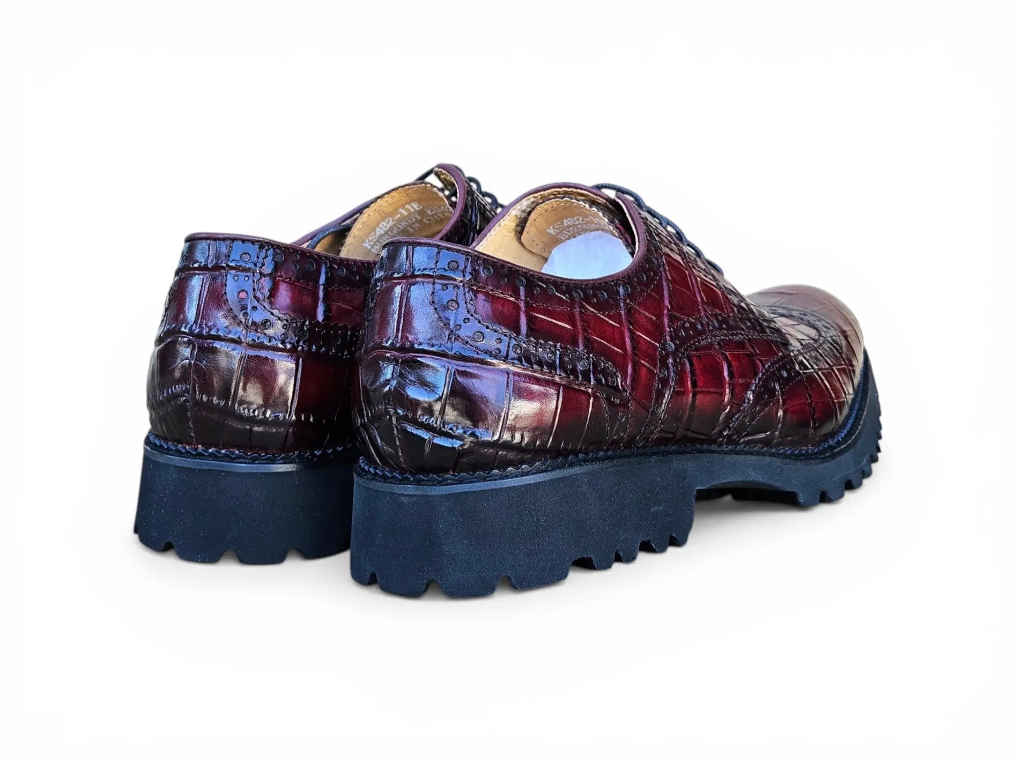 Carrucci Shoes Blucher Alligator Embossed Oxford Calfskin Leather Ks482 11e view 14
