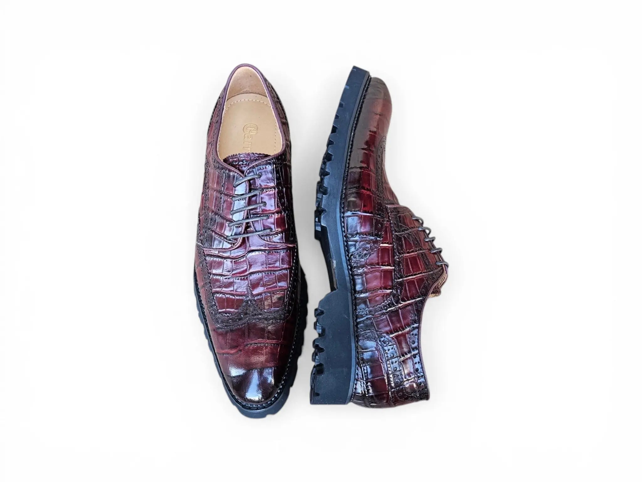 Carrucci Shoes Blucher Alligator Embossed Oxford Calfskin Leather Ks482 11e view 16