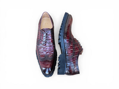 Carrucci Shoes Blucher Alligator Embossed Oxford Calfskin Leather Ks482 11e view 16