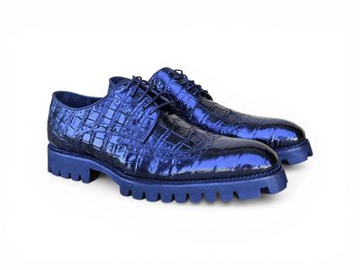 Carrucci Shoes Blucher Alligator Embossed Oxford Calfskin Leather Ks482 11e view 17