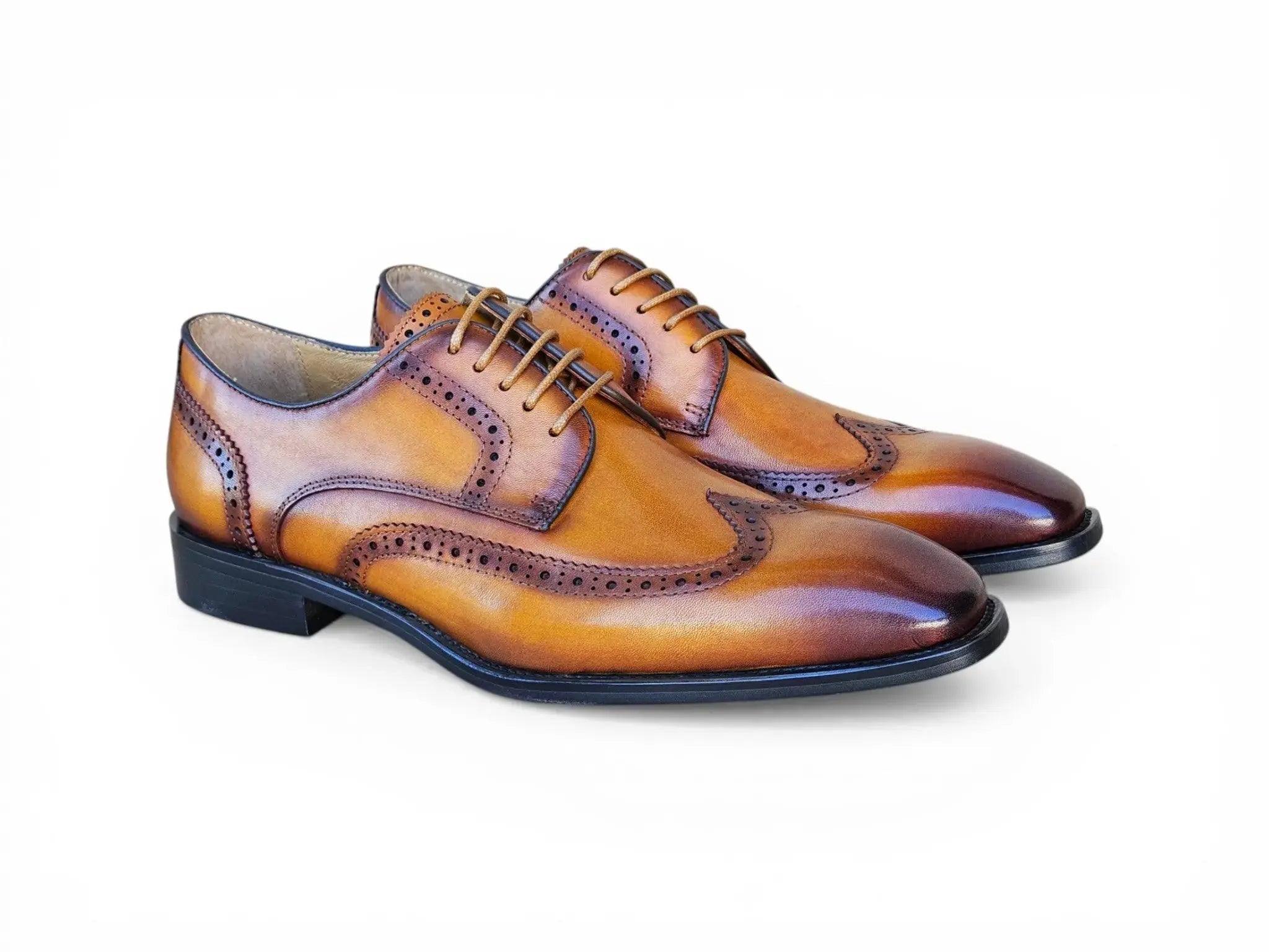 Carrucci Shoes KS Blucher Style Wingtip Oxford Men’s Calfskin Leather KS509 43 front view