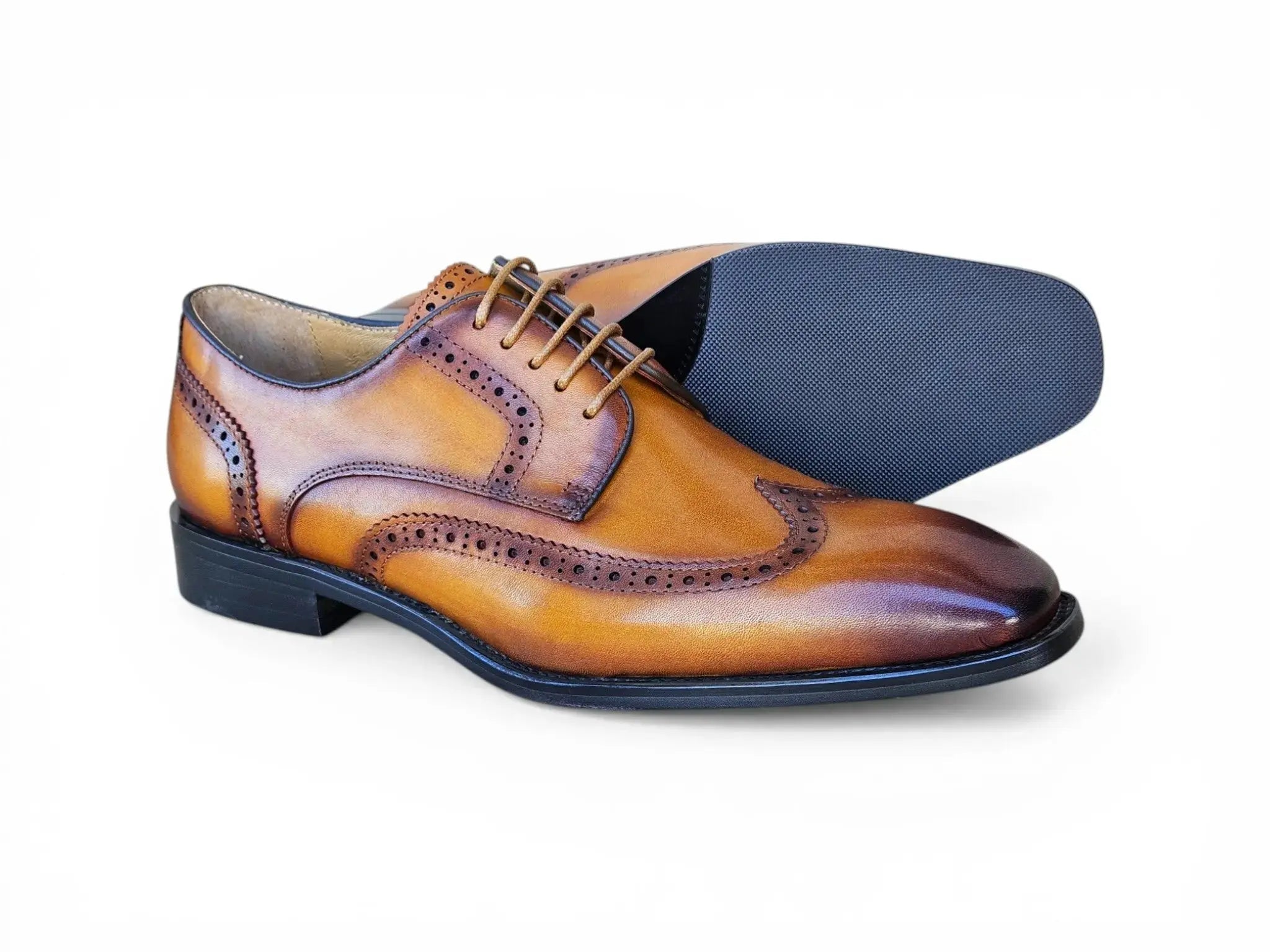 Carrucci Shoes KS Blucher Style Wingtip Oxford Men’s Calfskin Leather KS509 43 side view