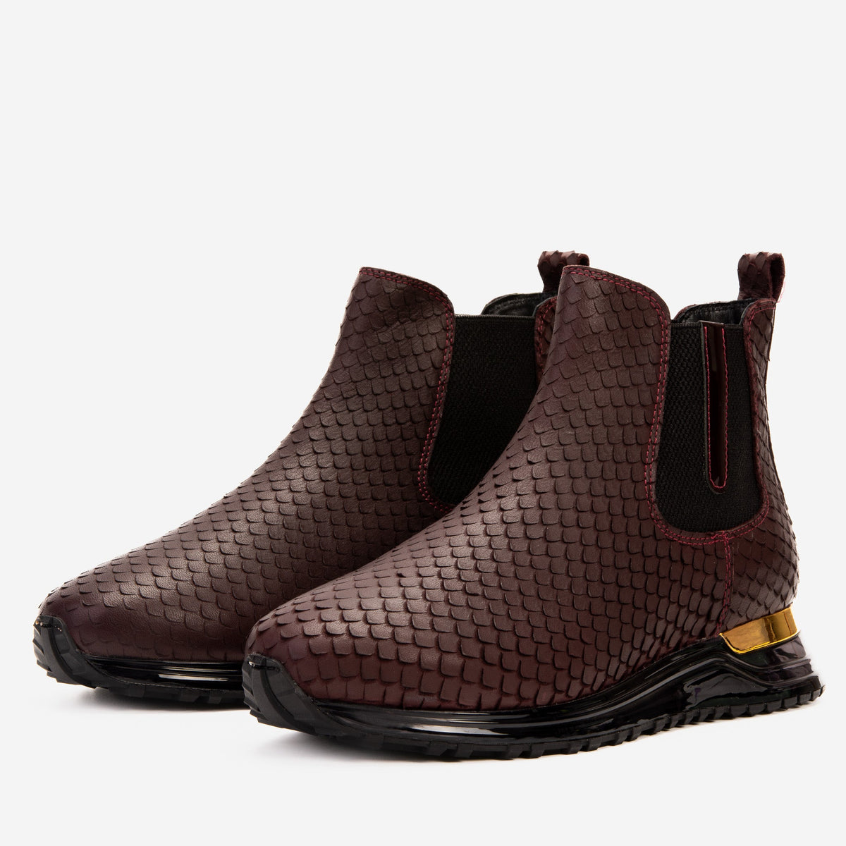Vinci Leather The Panther Burgundy Leather Men Chelsea Boot – product view 2