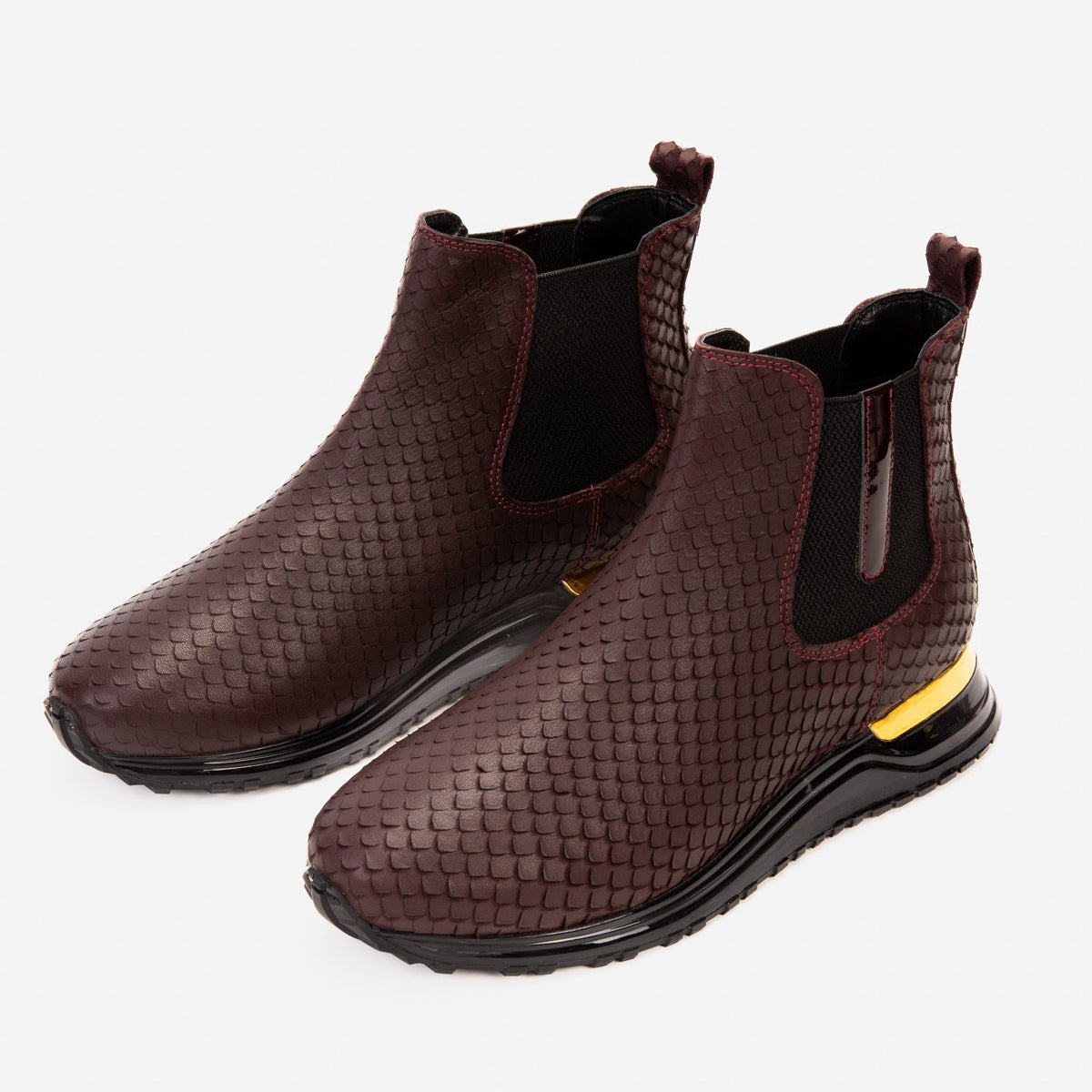Vinci Leather The Panther Burgundy Leather Men Chelsea Boot – product view 6