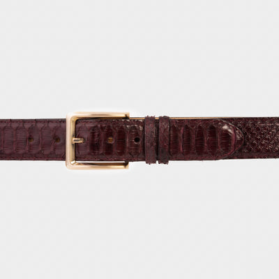 The Bethesda Burgundy pythn Sneak Leather Belt