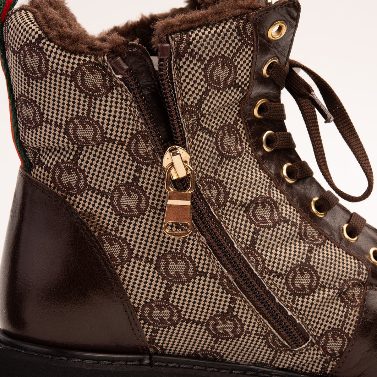 Vinci Leather The Boston Brown Leather Lace-Up Ankle Women Boot With a Side Zipper – product view 5