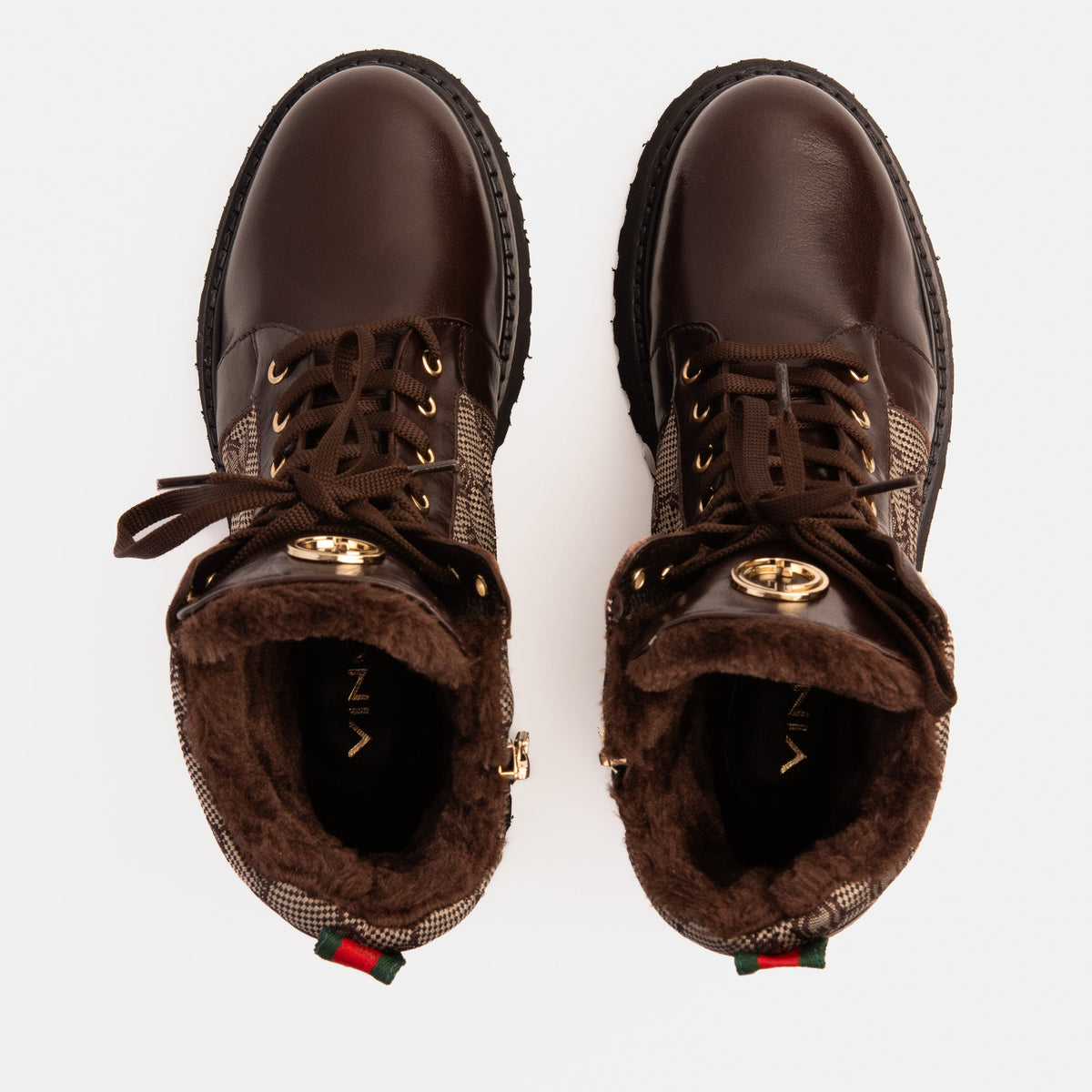 Vinci Leather The Boston Brown Leather Lace-Up Ankle Women Boot With a Side Zipper – product view 6