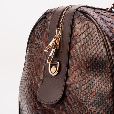 The Velar Brown Hand-Painted Python Leather Weekender Bag