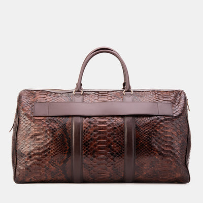 The Velar Brown Hand-Painted Python Leather Weekender Bag