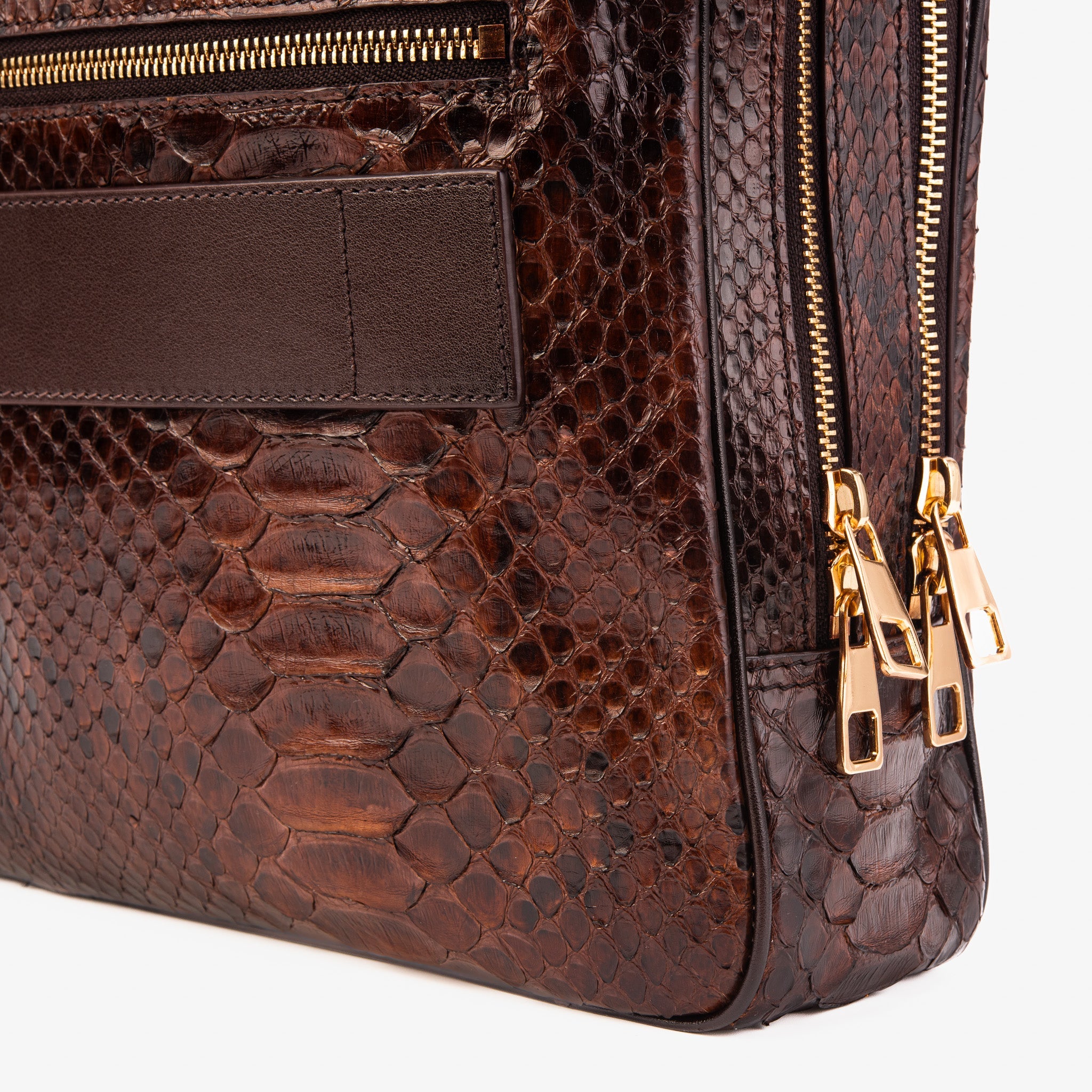 The Cortona Brown Python Leather Men’s Laptop Briefcase